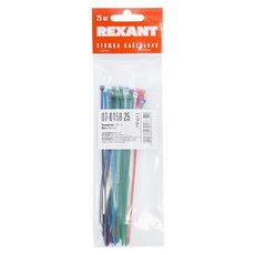 Хомут-стяжка нейлоновая REXANT 150x2,5 мм, цветная, упаковка 25 шт.