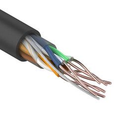 REXANT Кабель витая пара U/UTP, категория 5e, PE, 4PR, 24AWG, внешний, черный, 100 м