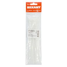 Хомут-стяжка нейлоновая REXANT 200x3,6 мм, белая, упаковка 25 шт.