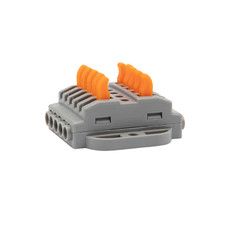 Клемма СМК 222-425P проходная 5 полюсов, с монтажной площадкой (0,08-4 мм²), серая (20 шт./уп.) REXANT