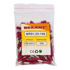 Разъем штекерный изолированный штекер 4 мм 0.5-1.5 мм² (РШи-п 1.5-4/РШИп 1,25-4) красный REXANT