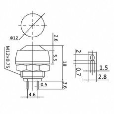 Выключатель-кнопка  250V 1А (2с) OFF-(ON)  Б/Фикс  синяя  Micro (PBS-33В)  REXANT