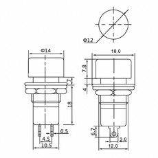 Выключатель-кнопка 250V 1 А (2с) OFF-(ON) Б/Фикс красная (PBS-16В) REXANT