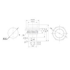 Выключатель-кнопка металл 250V 2А (2с) OFF-(ON) Ø16.2 белая (RWD-306) REXANT