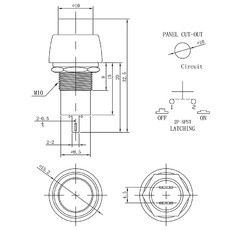 Выключатель-кнопка  250V 1А (2с) ON-OFF  красная  Micro (PBS-20А)  REXANT (в упак. 1шт.)