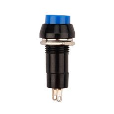 Выключатель-кнопка 250V 2А (2с) ON-(OFF) Б/Фикс (на размыкание) cиняя (PBS-11С) REXANT