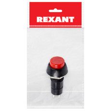Выключатель-кнопка 250V 1 А (2с) OFF-(ON) Б/Фикс красная (PBS-11В) REXANT Индивидуальная упаковка 1 шт.
