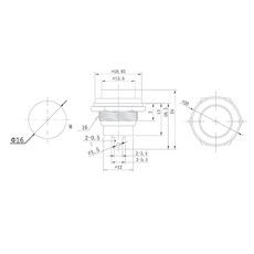 Выключатель-кнопка  металл 220V 2А (2с) (ON)-OFF  Ø16.2  красная  (RWD-306)  REXANT Индивидуальная упаковка 1 шт