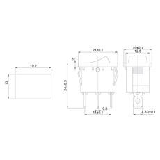Выключатель клавишный 12V 15А (3с) ON-OFF синий  с подсветкой  Mini  (RWB-206-1, SC-768)  REXANT