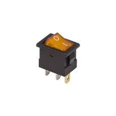 Выключатель клавишный 12V 15А (3с) ON-OFF желтый  с подсветкой  Mini  (RWB-206-1, SC-768)  REXANT