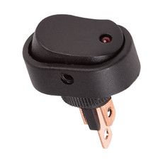 Выключатель клавишный 12V 30А (3с) ON-OFF черный ОВАЛ с красной LED подсветкой (RWB-523, ASW-20D)  REXANT