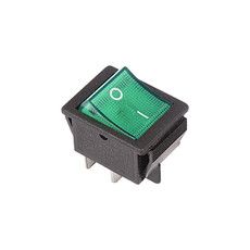 Выключатель клавишный 250V 16А (4с) ON-OFF зеленый с подсветкой (RWB-502, SC-767, IRS-201-1) REXANT  