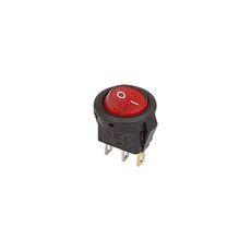 Выключатель клавишный круглый 250V 3А (3с) ON-OFF красный с подсветкой Micro (RWB-106, SC-214) REXANT