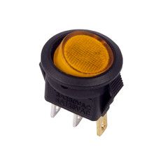 Выключатель клавишный круглый 250V 3А (3с) ON-OFF желтый с подсветкой Micro (RWB-106, SC-214) REXANT