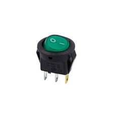 Выключатель клавишный круглый 250V 3А (3с) ON-OFF зеленый с подсветкой Micro (RWB-106, SC-214) REXANT