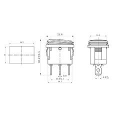 Выключатель клавишный 250V 6А (3с) ON-OFF желтый с подсветкой Mini ВЛАГОЗАЩИТА (KCD1-201-4W) REXANT