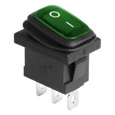 Выключатель клавишный 250V 6А (3с) ON-OFF зеленый с подсветкой Mini ВЛАГОЗАЩИТА (KCD1-201-4W) REXANT