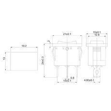 Переключатель клавишный 250V 6А (3с) ON-OFF-ON красный с нейтралью Mini (RWB-205, SC-768) REXANT