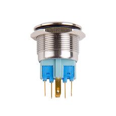 Кнопка антивандальная Ø22 250В Б/Фикс (5с) OFF-(ON) / ON-(OFF) подсв/зеленая REXANT