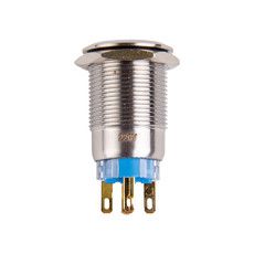 Кнопка антивандальная Ø19 12В Фикс (5с) OFF-ON/ON-OFF подсв/зеленая REXANT