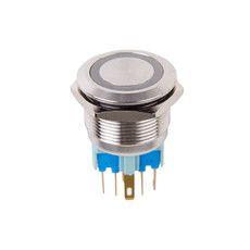 Кнопка  антивандальная Ø22 12В Фикс (6с) ON-OFF/OFF-ON подсв/синяя  REXANT (в упак. 1шт.)