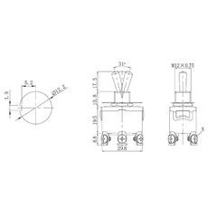 Тумблер 250V 15А (6c) ON-OFF-(ON) двухполюсный (KN-213) REXANT