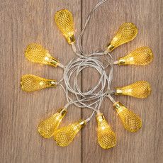 Гирлянда светодиодная Восточные фонарики 10 LED ЖЕЛТЫЕ 1,5 метра, прозрачный ПВХ, питание 2xАА