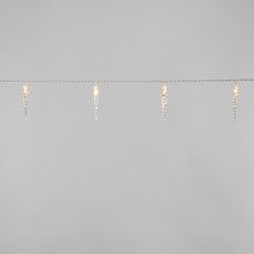 Гирлянда светодиодная Сосульки 1,5 м, 10 LED, прозрачный ПВХ, цвет свечения теплый белый, 2 х АА (батарейки не в комплекте) NEON-NIGHT