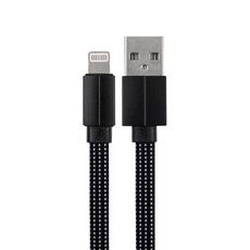 USB-Lightning кабель для iPhone/nylon/flat/black-white/1m/REXANT