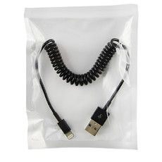 USB кабель для iPhone 5/6/7 моделей шнур спираль 1 м черный