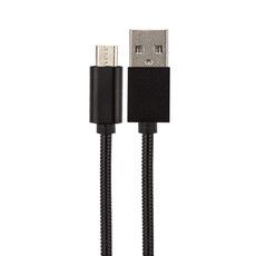 USB кабель microUSB, шнур в металлической оплетке черный