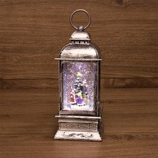 Декоративный фонарь с эффектом снегопада и подсветкой Рождество, белый