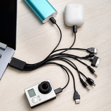 USB-кабель 10 в 1: 5P/5P/DC2.0/micro USB/DC4.5/DC3.5/Samsung G600/iPhone4/micro USB