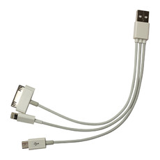 USB кабель 3 в 1 только для зарядки iPhone 5/iPhone 4/microUSB белый