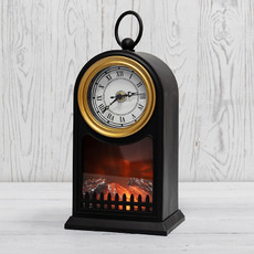 Светодиодный камин «Старинные часы» с эффектом живого огня 14,7x11,7x25 см, черный, батарейки 2хС (не в комплекте) USB NEON-NIGHT