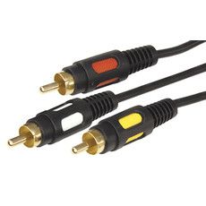 Шнур 3 RCA - 3 RCA, длина 3 метра, черный (GOLD) REXANT