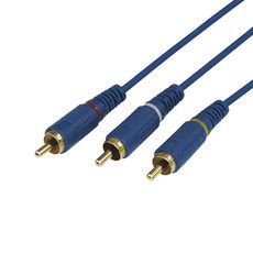 Шнур 3 RCA - 3 RCA, длина 3 метра, синий (GOLD) REXANT