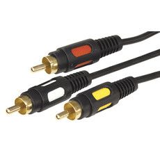 Шнур 3 RCA - 3 RCA, длина 5 метров, черный (GOLD) REXANT