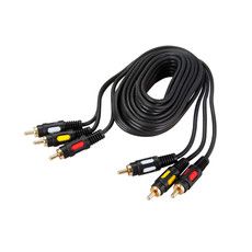 Шнур 3 RCA - 3 RCA, длина 1,5 метра, черный (GOLD) REXANT