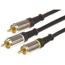 Шнур 3 RCA - 3 RCA, длина 1,5 метра, черный (GОLD- металл) REXANT