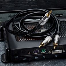 Шнур Стерео 3,5 мм - 2 RCA, длина 1,5 метра (GOLD-металл) REXANT