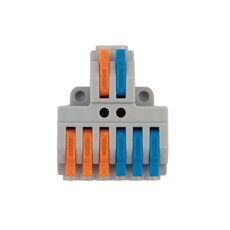 Клемма СМК 2х3 проходная разветвительная 2 полюса, с монтажной площадкой (1 ввод, 3 вывода на полюс) (50 шт./уп.) REXANT