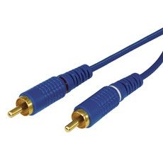 Шнур 2 RCA - 2 RCA, длина 5 метров, синий (GOLD) REXANT
