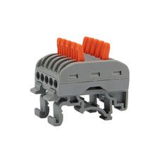 Клемма СМК 222-425D проходная 5-полюсная, с креплением на DIN-рейку (0,08-4 мм²), серая (4 шт./уп.) REXANT