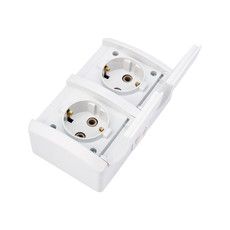 Блок горизонтальный 2 розетки (керамика) INDUSTRIAL IP54 с заземлением, о/у, белый KRANZ