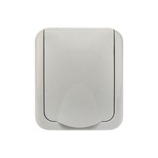 Розетка одноместная (керамика) Mini OG IP54, с заземлением, о/у, серая KRANZ