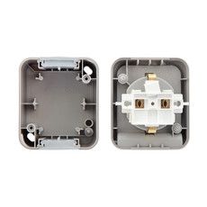 Розетка одноместная Mini OG IP54, с заземлением, о/у, серая KRANZ