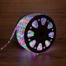 Дюралайт LED трехжильный 230В 13мм 24 LED/м МУЛЬТИ (RYGB) свечение с динамикой модуль 4м бухта 100м NEON-NIGHT Эконом