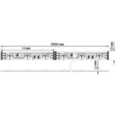 LED лента 5м открытая, 10 мм, IP23, SMD 5050, 60 LED/m, 12 V, цвет свечения RGB LAMPER