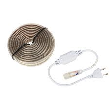 LED Лента 220В, 6x10.6 мм, IP67, SMD 3014, 120 LED/m, цвет свечения теплый белый, 5м (с комплектом подключения)